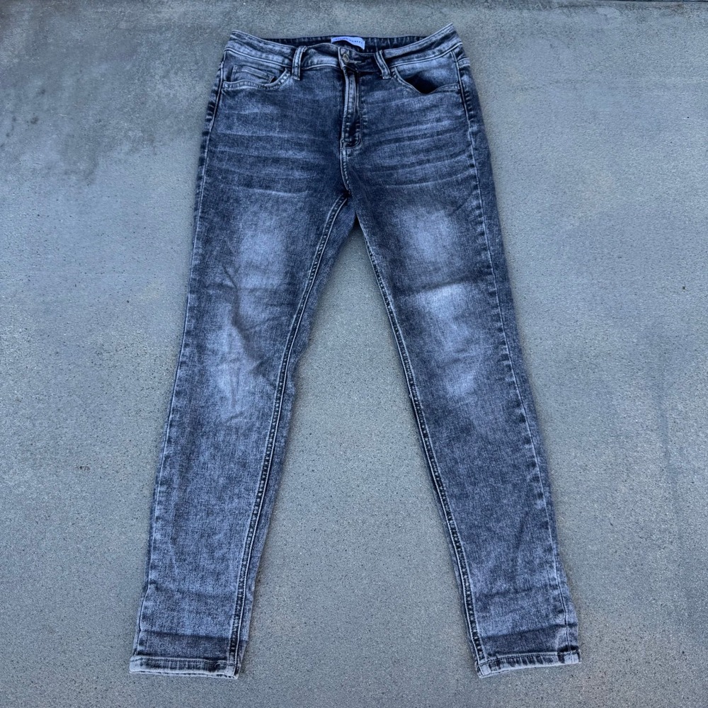 Flying Monkey Women Skinny Jeans Acid Wash Black High Rise Size 30